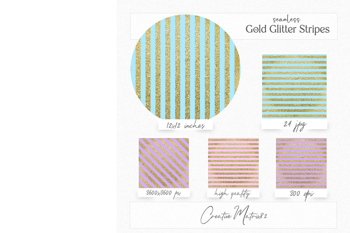 Gold Glitter Stripes Digital Paper, a Texture Graphic by Creative Matrix82 (Photo 2 of 6)