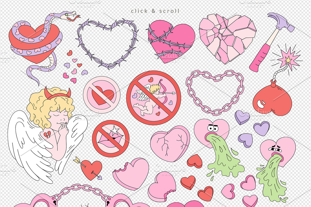 Anti Valentines Day clipart set, an Object Graphic by @olga.angelloz (Photo 2 of 2)