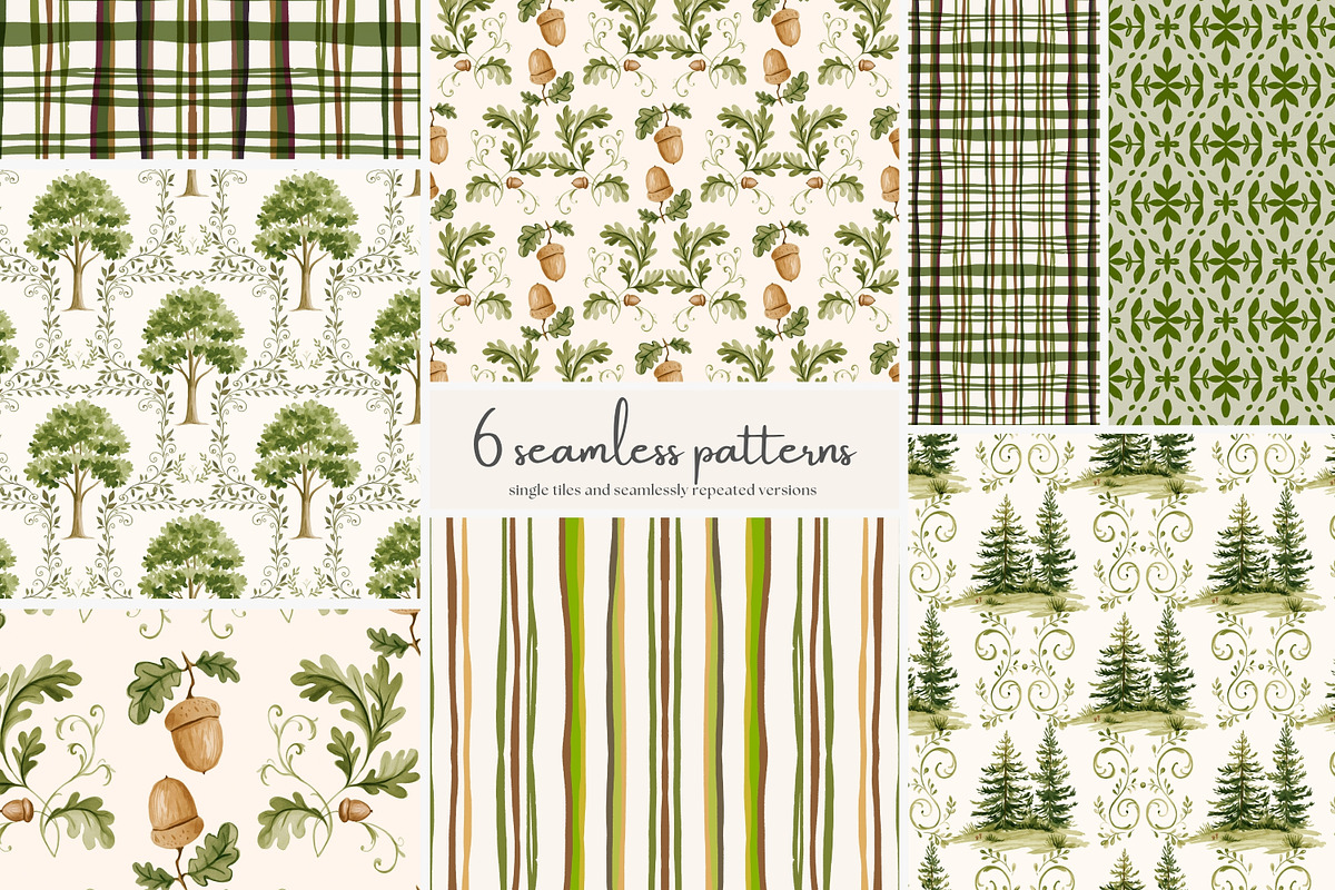 woodland seamless pattern set, a Pattern Graphic by Patishop Art (Photo 1 of 10)