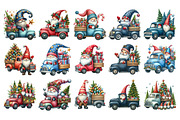 Christmas Gnome and truck clipart, an Illustration by SinaCreation (Thumbnail 2 of 7)