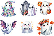Halloween Ghosts Clipart, an Illustration by DreamArtGraphic (Thumbnail 2 of 5)