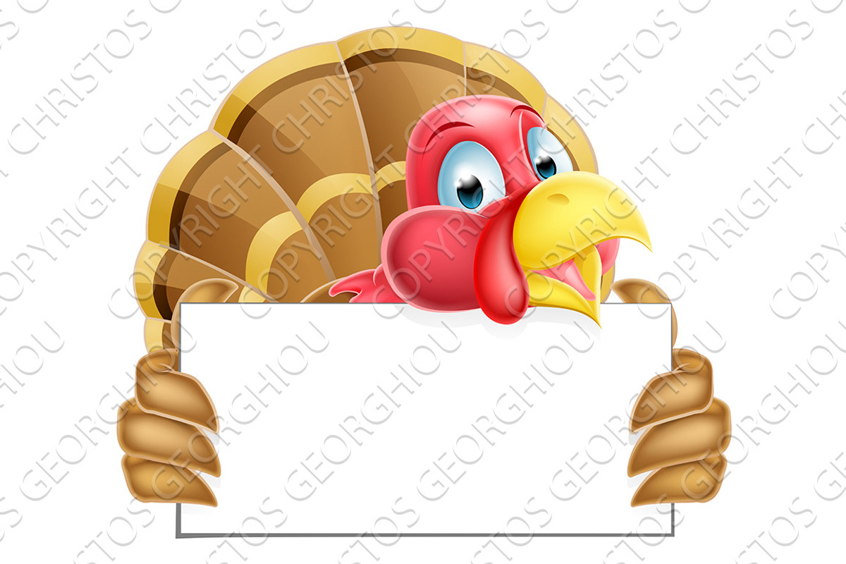 Turkey Holding a Sign, an Animal Illustration by Christos Georghiou