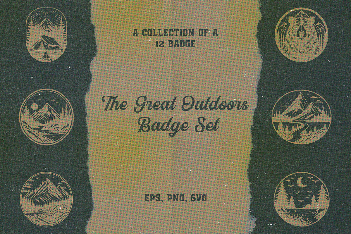 The Great Outdoors Badge Set, an Illustration by elliazidi.designs (Photo 1 of 6)