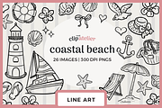 Coastal Beach Line Art, a Decorative Illustration by TheClipAtelier (Thumbnail 1 of 3)