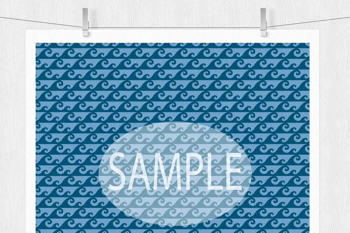 Ocean Blue Waves Digital Paper, a Pattern Graphic by Leska's Digitals (Photo 4 of 6)