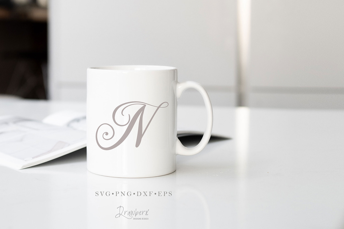 Fancy Script Monogram svg cut 107, an Object Graphic by Drawberx (Photo 6 of 9)
