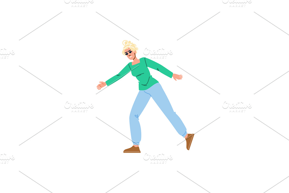 Woman walking carefully maintaining, a Person Illustration by pikepicture