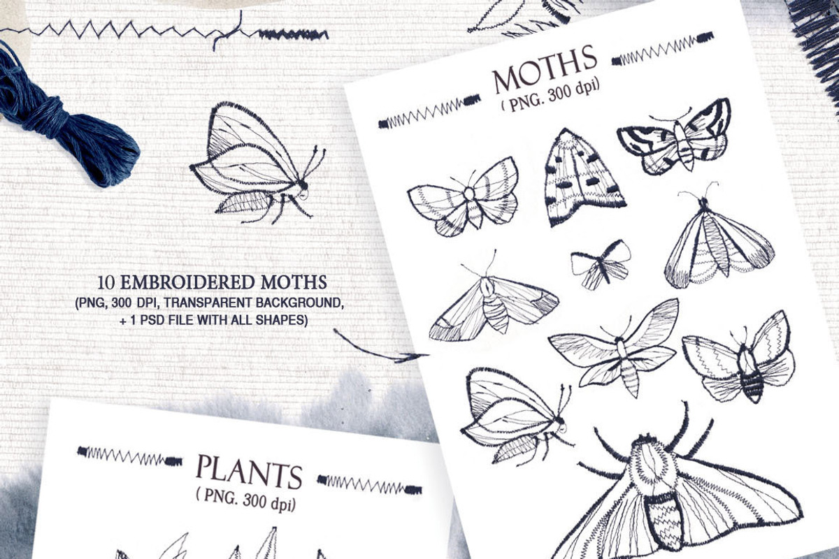 Handmade Embroidery Moth Flying, an Object Graphic by InstaDesignPro (Photo 2 of 11)
