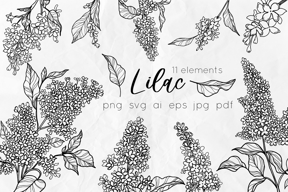Lilac Flowers Line Art SVG, an Object Graphic by Dervik Art Store (Photo 1 of 7)