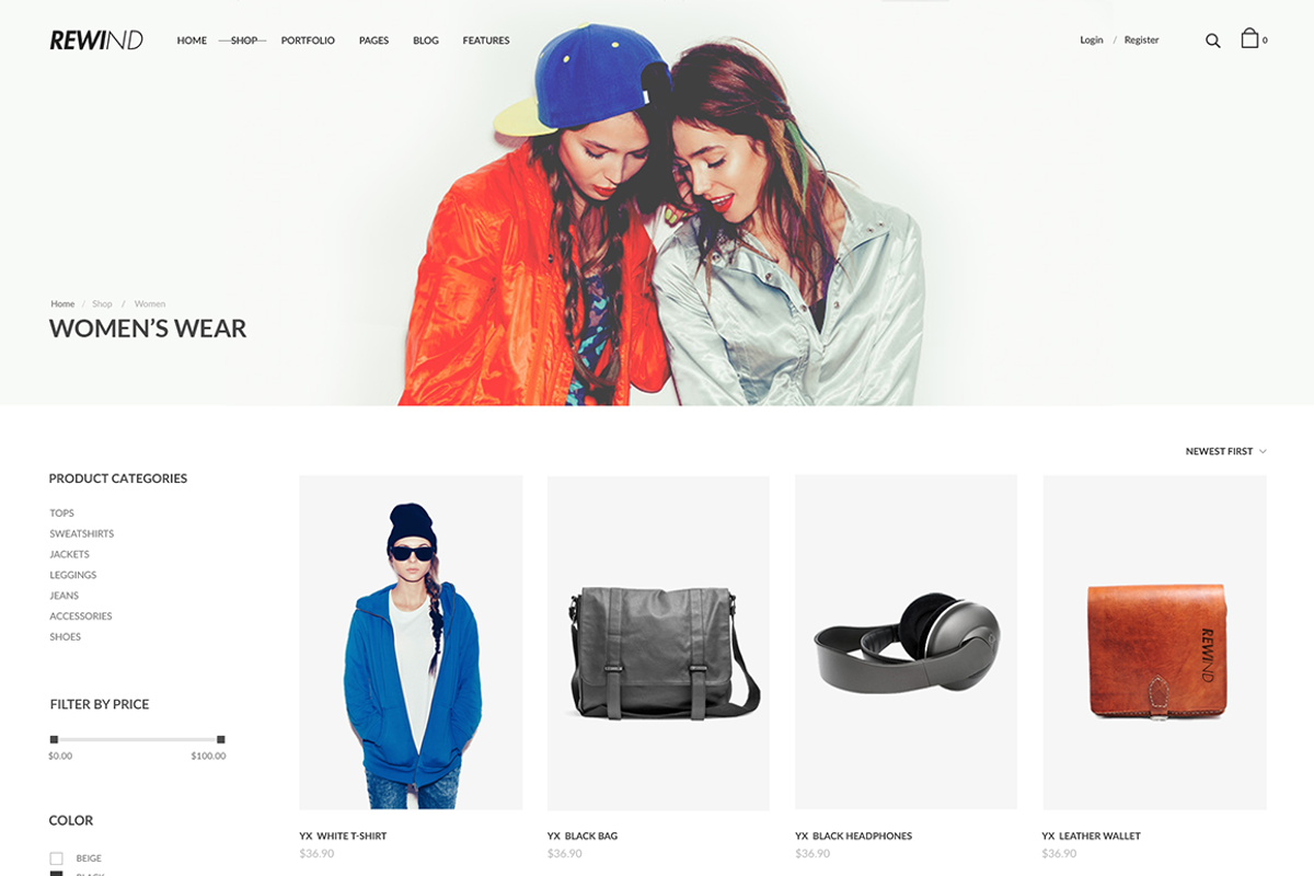 Rewind-eCommerce Fashion Bootstrap, a Bootstrap Template by IwThemes (Photo 3 of 8)
