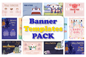 Banner templates color vector bundle