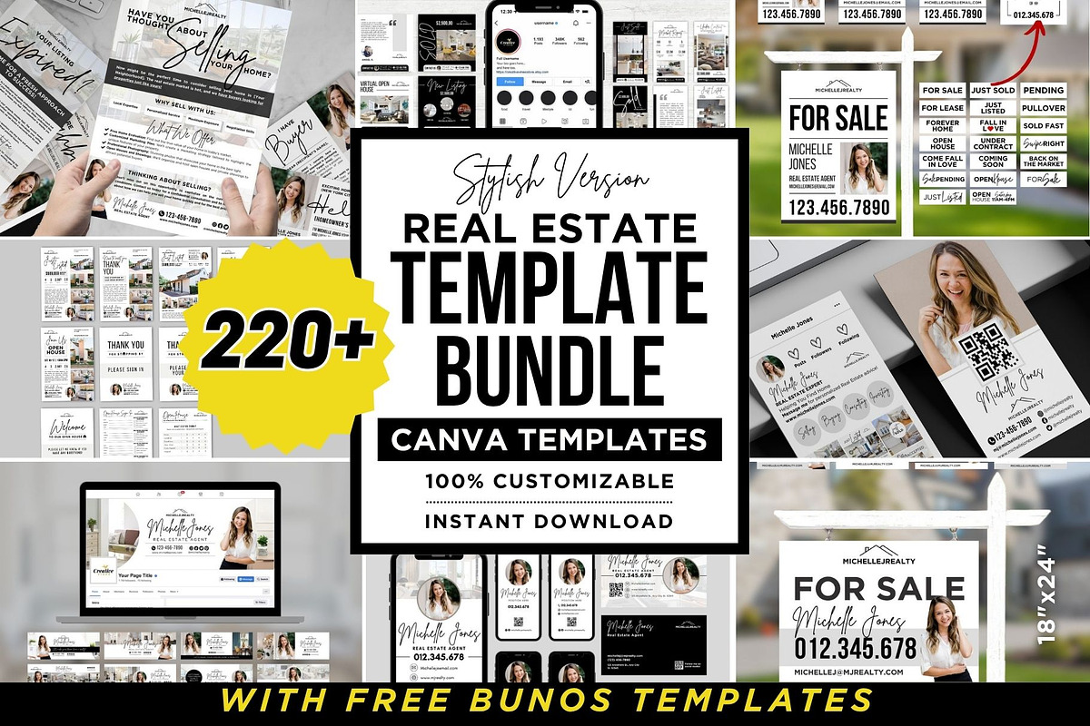Real Estate Templates Realtor Canva, a Marketing Template by CreativeVinesStore (Photo 1 of 8)