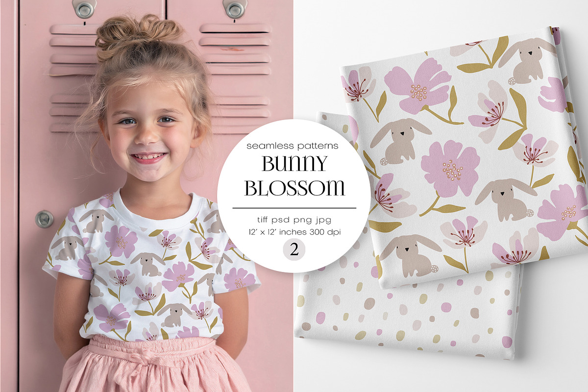 Bunny Blossom – Patterns Collection, a Pattern Graphic by PROTEA Watercolor Studio (Photo 1 of 8)