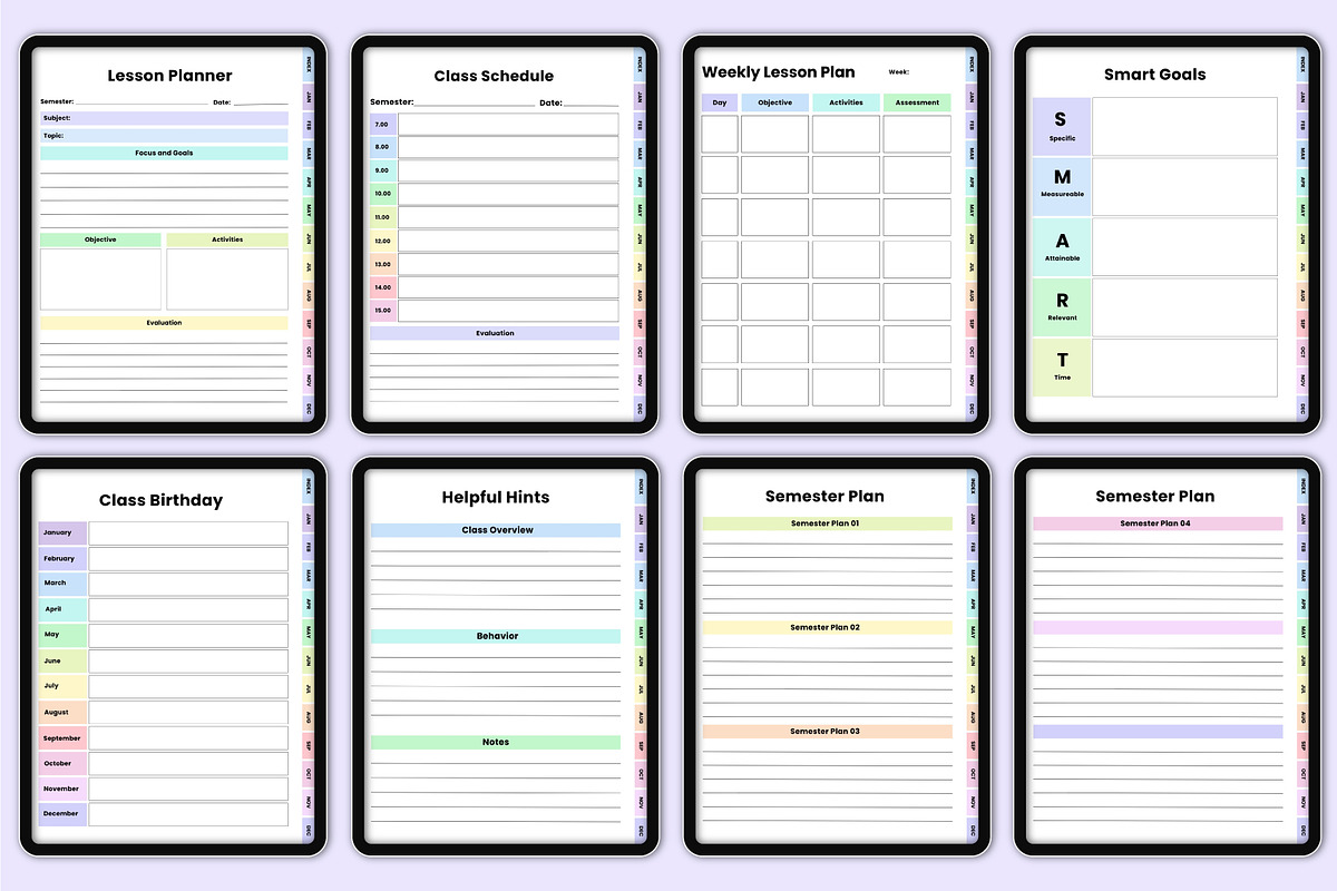 Digital 2025 Teacher Planner Rainbow, a Stationery Template by Mustafiz (Photo 5 of 8)