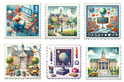 School Postage Stamp PNG, an Illustration by SinaCreation (Thumbnail 3 of 5)
