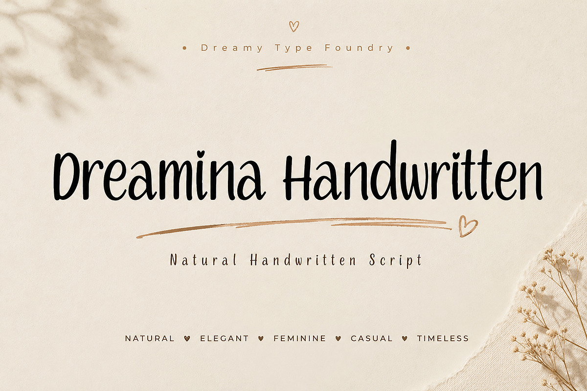 Dreamina Handwritten, a Handwritten Font by Wow Magic (Photo 1 of 5)