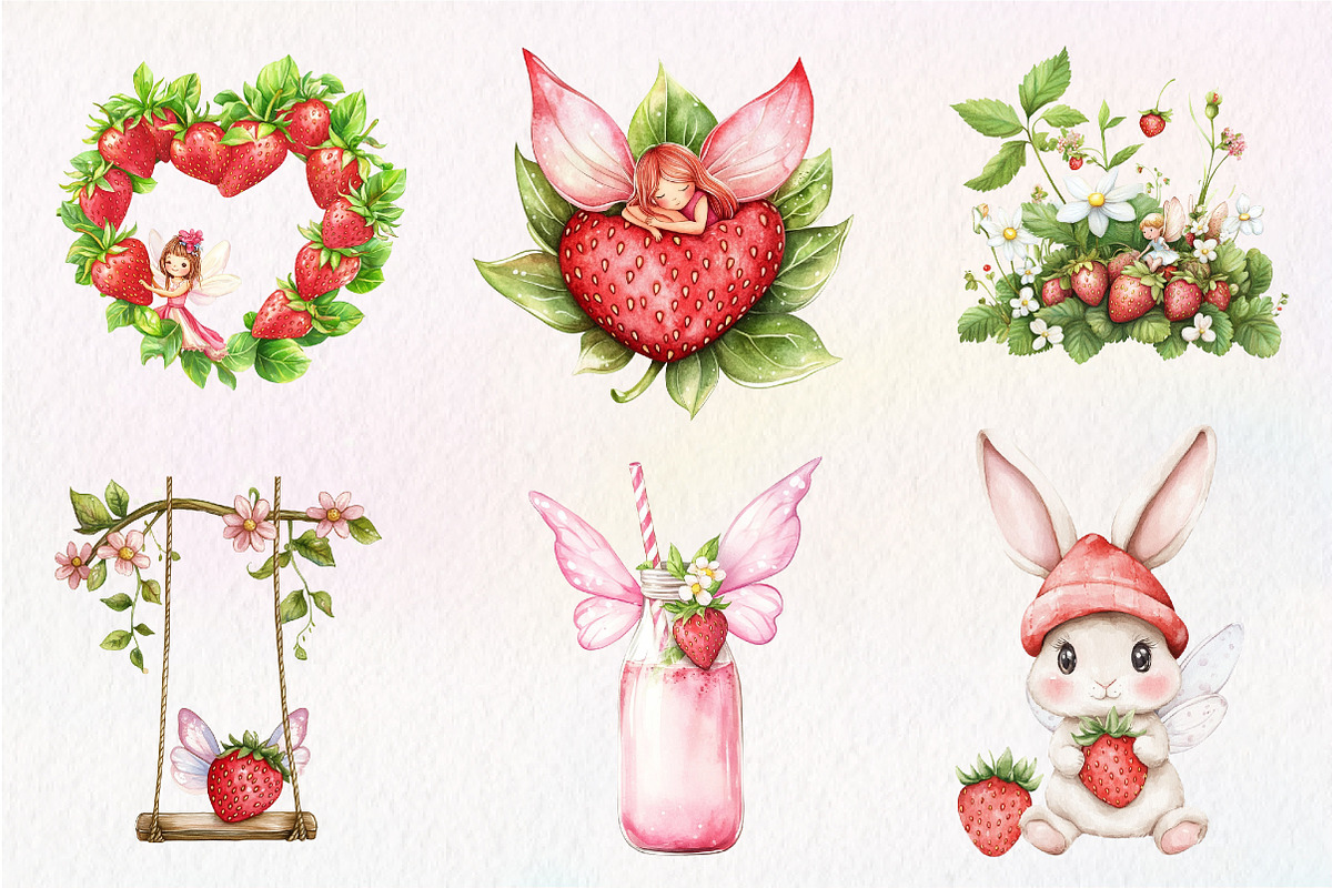 Spring Strawberry Fairy Garden, an Illustration by CreationArt (Photo 2 of 9)