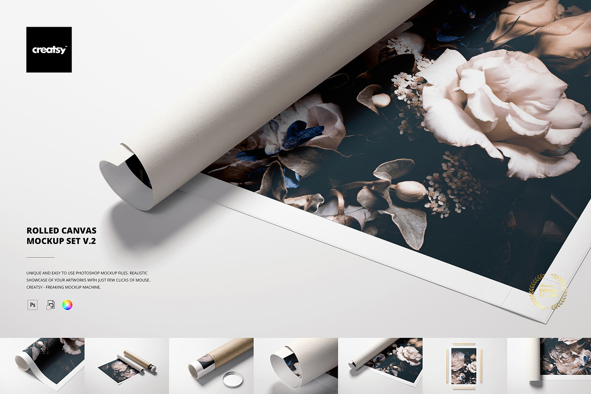Rolled Canvas Print Mockup Set v.2, a Product Mockup by creatsy5 (Photo 1 of 14)