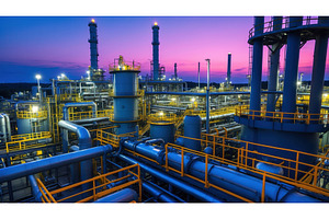 Industrial oil and gas refinery, an Illustration by tilialucida
