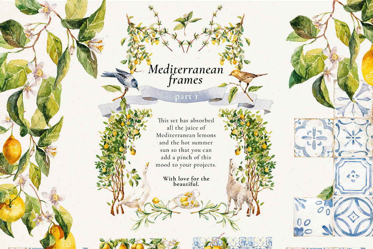 Watercolor Mediterranean summer life, a Decorative Illustration by Pamyatka Shop (Photo 7 of 25)