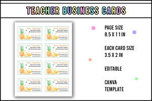 Pineapple teacher business card