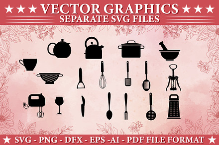 Kitchen tools silhouette SVG vector