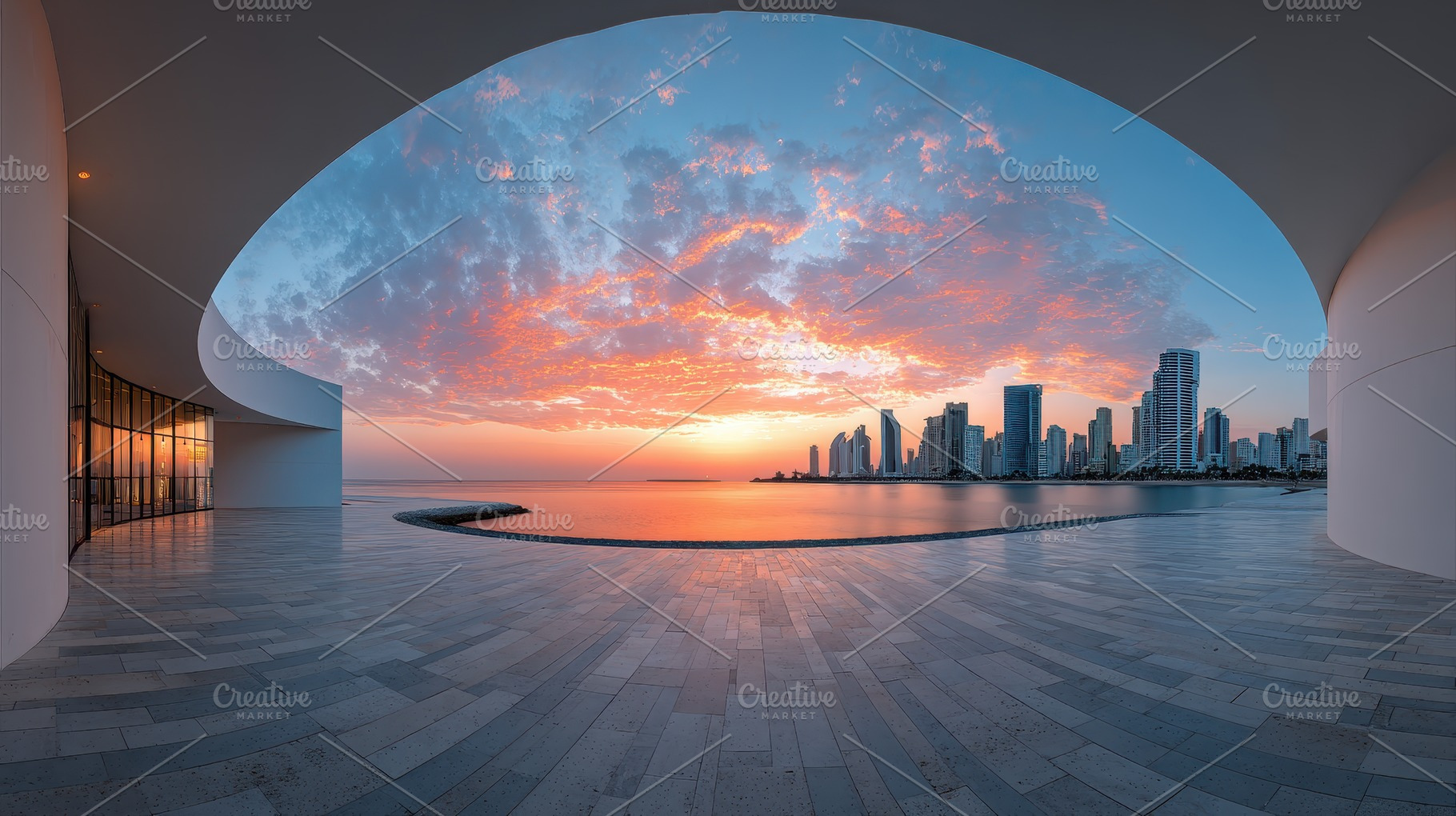 Stunning sunset cityscape view from, a Photo by Pixeness Studio