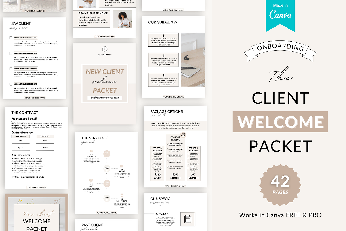 Client onboarding Canva templates, a Templates & Theme by Cate Creates