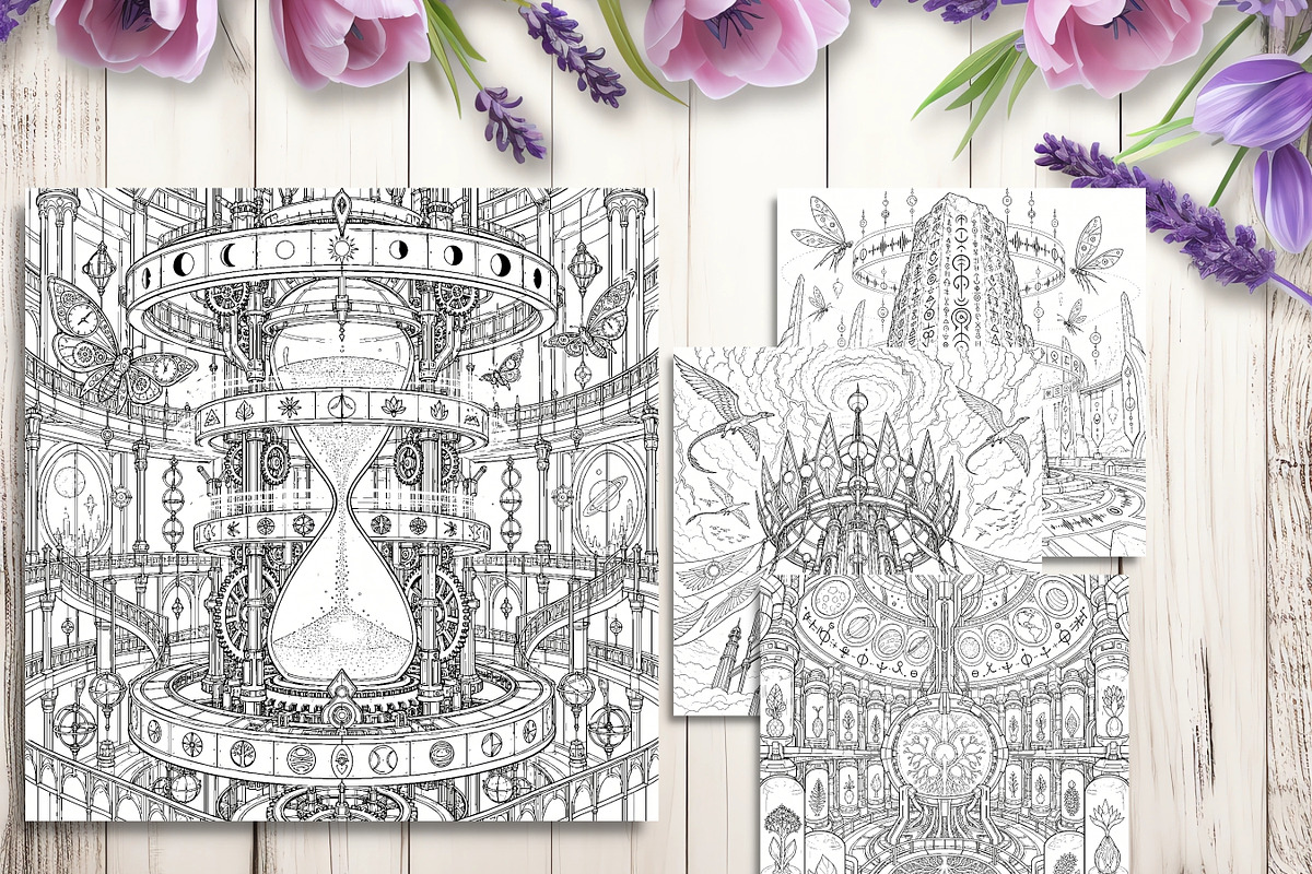 80 Alien Ruins Coloring Pages Bundle, a Brochure Template by LA Design (Photo 6 of 10)