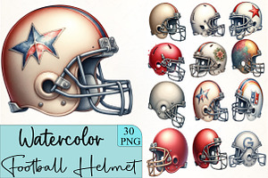 Football Helmet Clipart Bundle, an Illustration by CrexoraLab