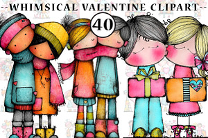 Whimsical Valentine Clipart, an Illustration by CreationArt