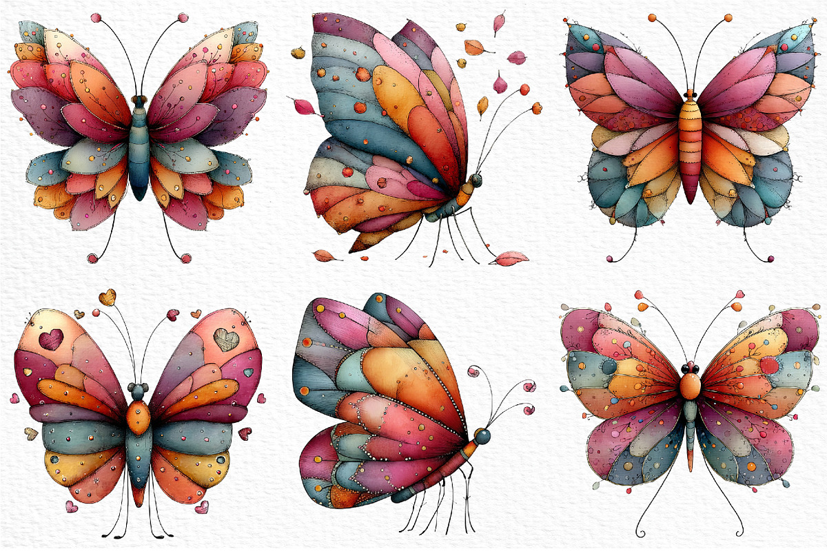 Whimsical Spring Butterfly Clipart, an Illustration by Craft Nest (Photo 4 of 11)