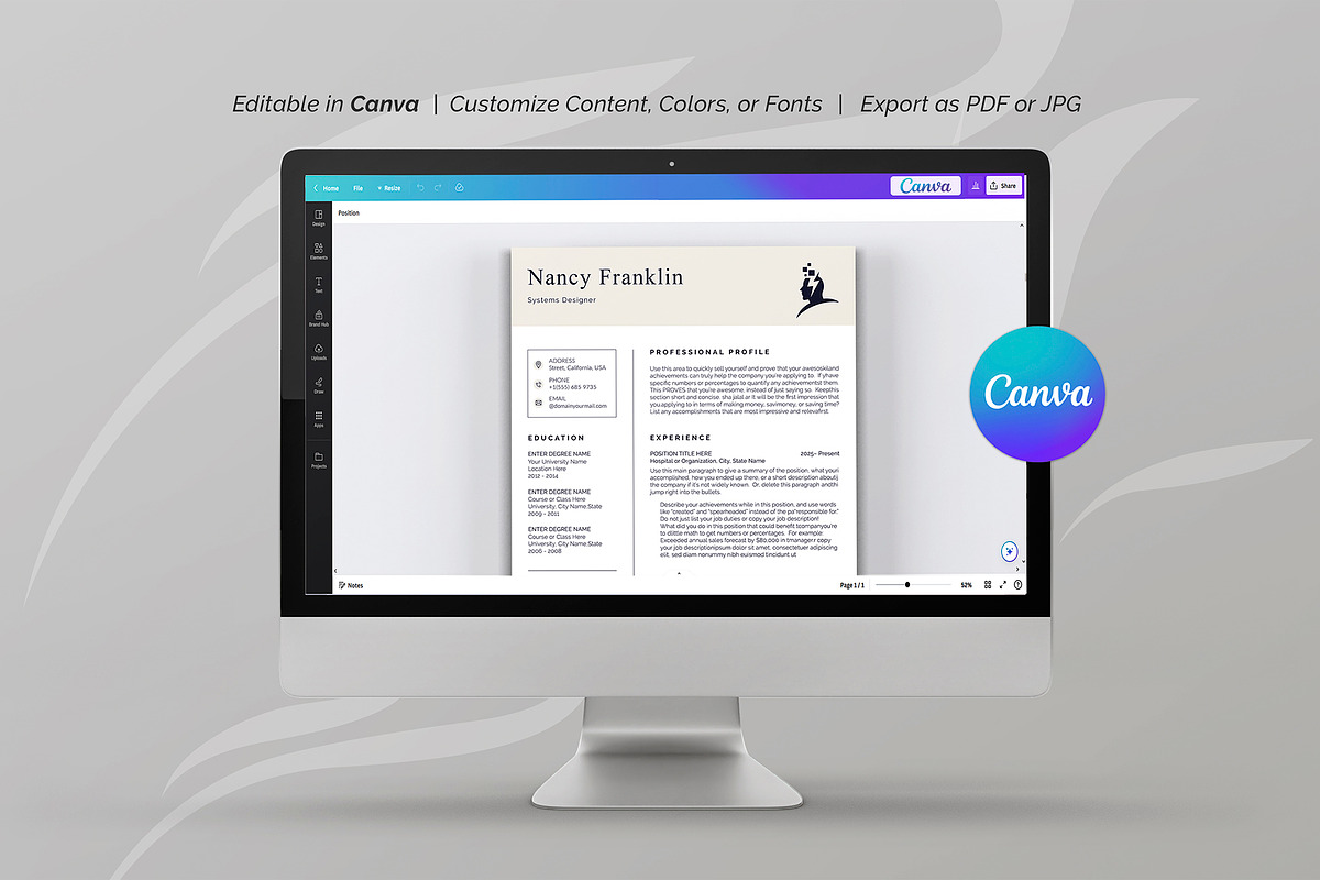 Canva Resume Template, a Resume Template by DesignDevisers (Photo 7 of 10)