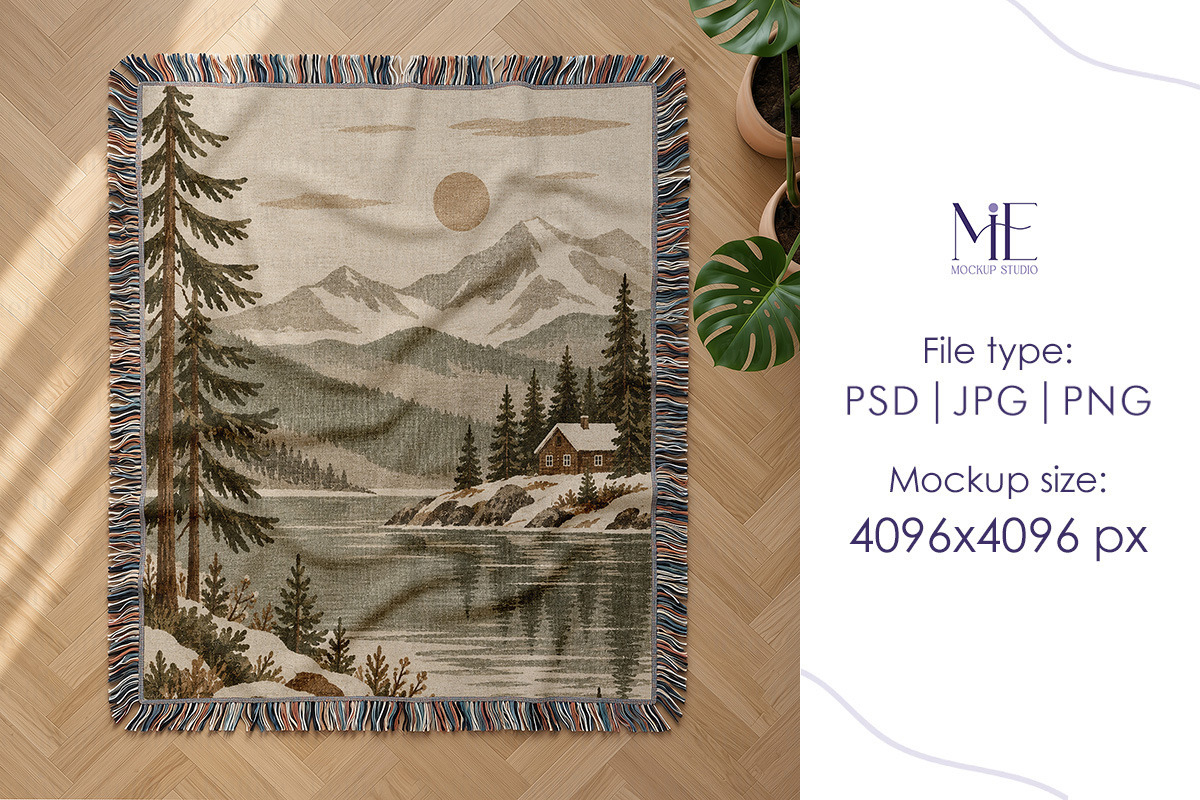 Woven Throw Blanket POD Mockup Canva, a Household Mockup by Mie Mockup Studio (Photo 9 of 10)