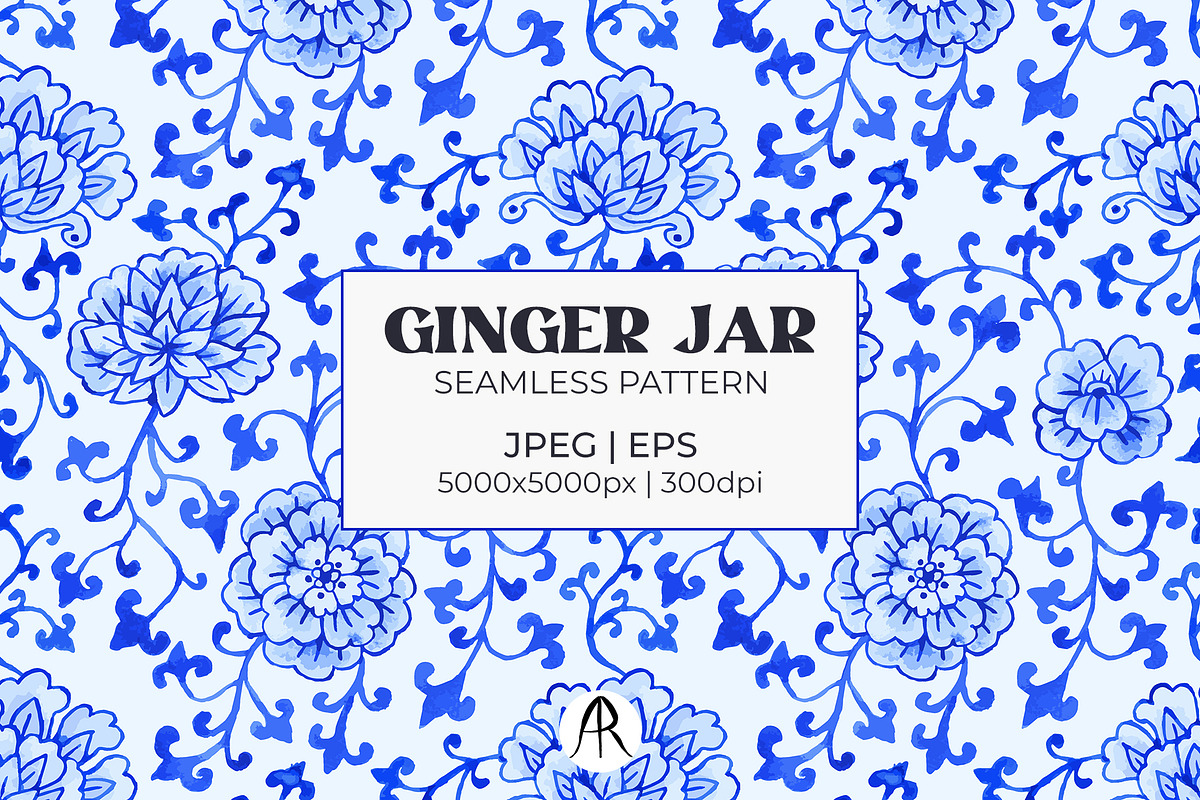 Chinoiserie Ginger Jar Watercolor, a Pattern Graphic by Rose Design (Photo 1 of 10)
