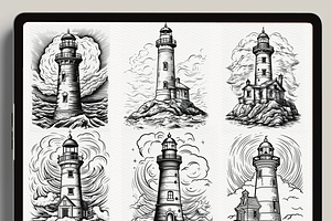 77 Light House Stamps For Procreate