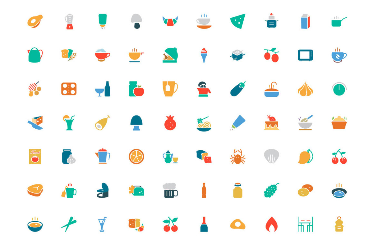450+ Food Colored Icons, a Solid Icon by Creative Stall (Photo 4 of 5)