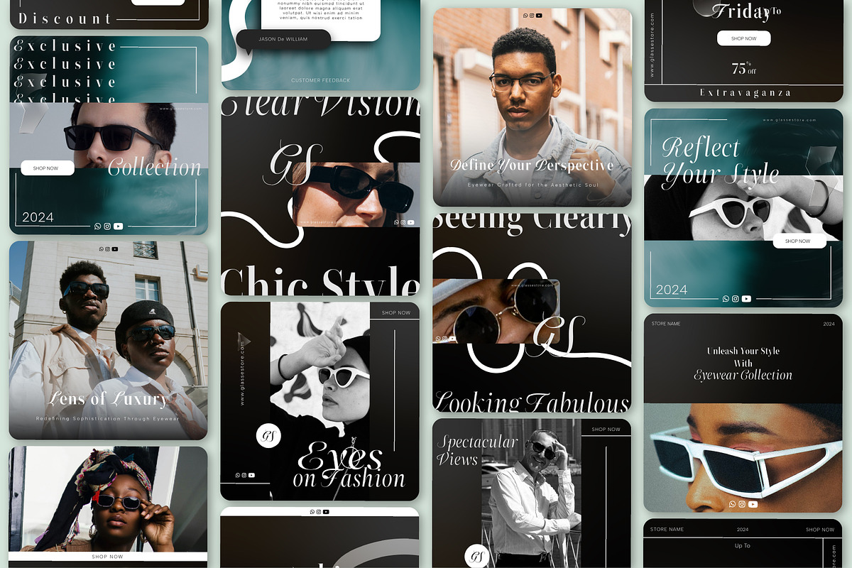 Eye Wear // Fashion Social Media Kit, a Social Media Template by SecondBrain Store (Photo 3 of 9)