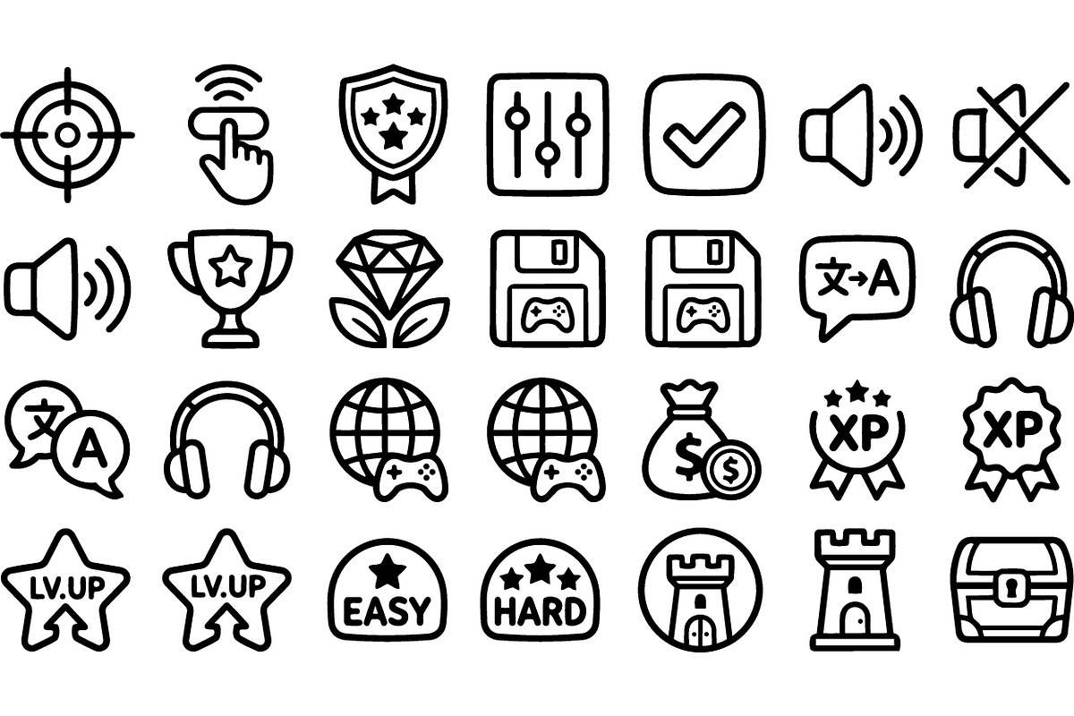 Gaming User Interface Icons Set, an Illustration by designvectx (Photo 3 of 3)