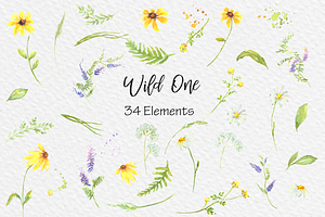 Wildflowers Watercolor Clip Art