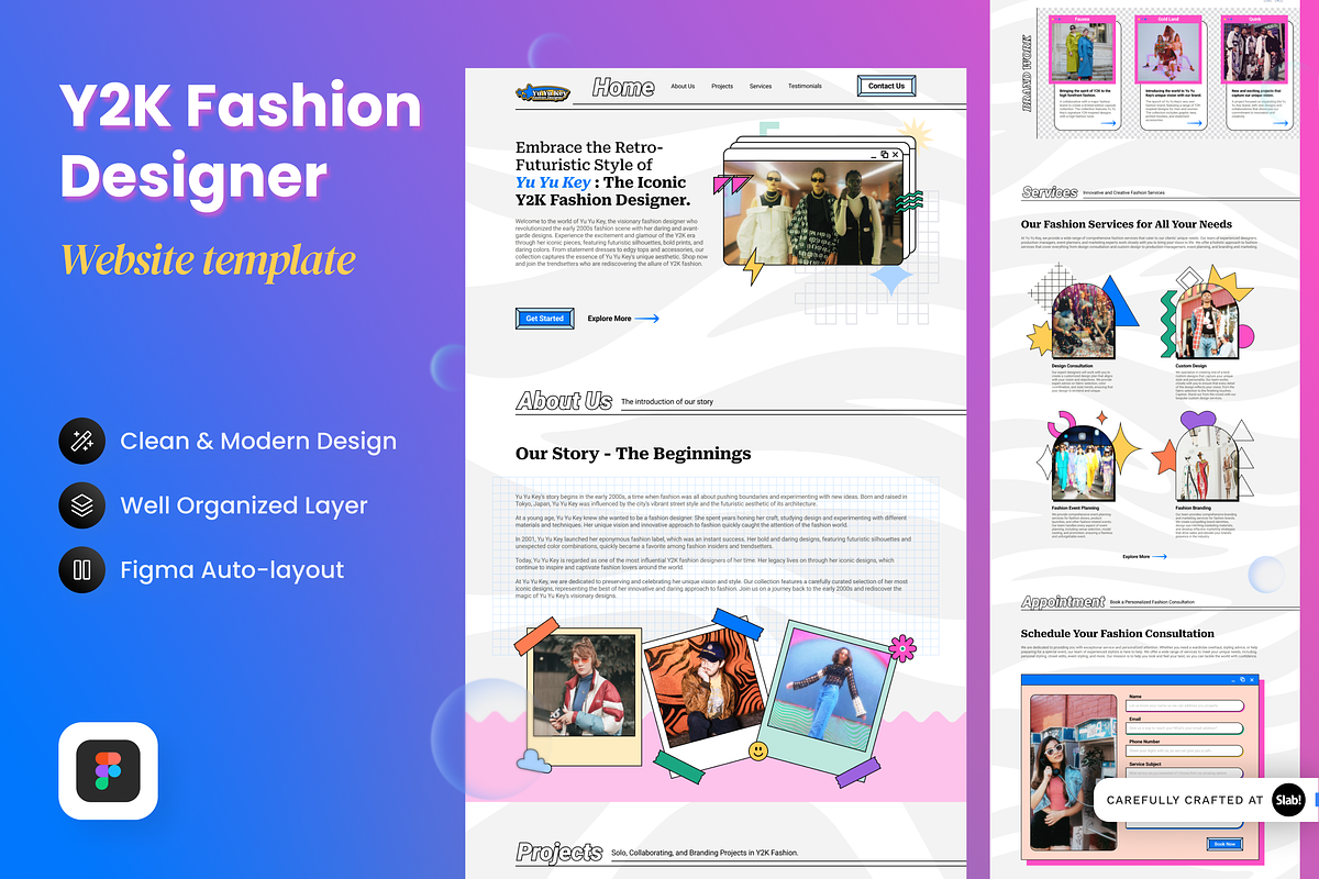 Y2K Fashion Designer Website, an App Template by SLAB! Design (Photo 1 of 4)