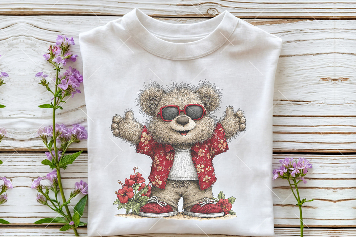 Whimsical Summer Teddy Bear Clipart, an Illustration by OK Design (Photo 5 of 6)