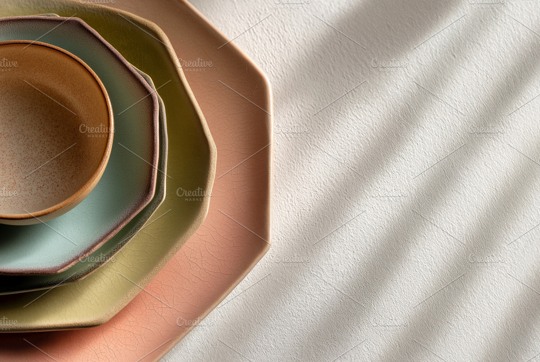 Contemporary Stack of Textured Ceram, a Food & Drink Photo by Ocean Digital Art