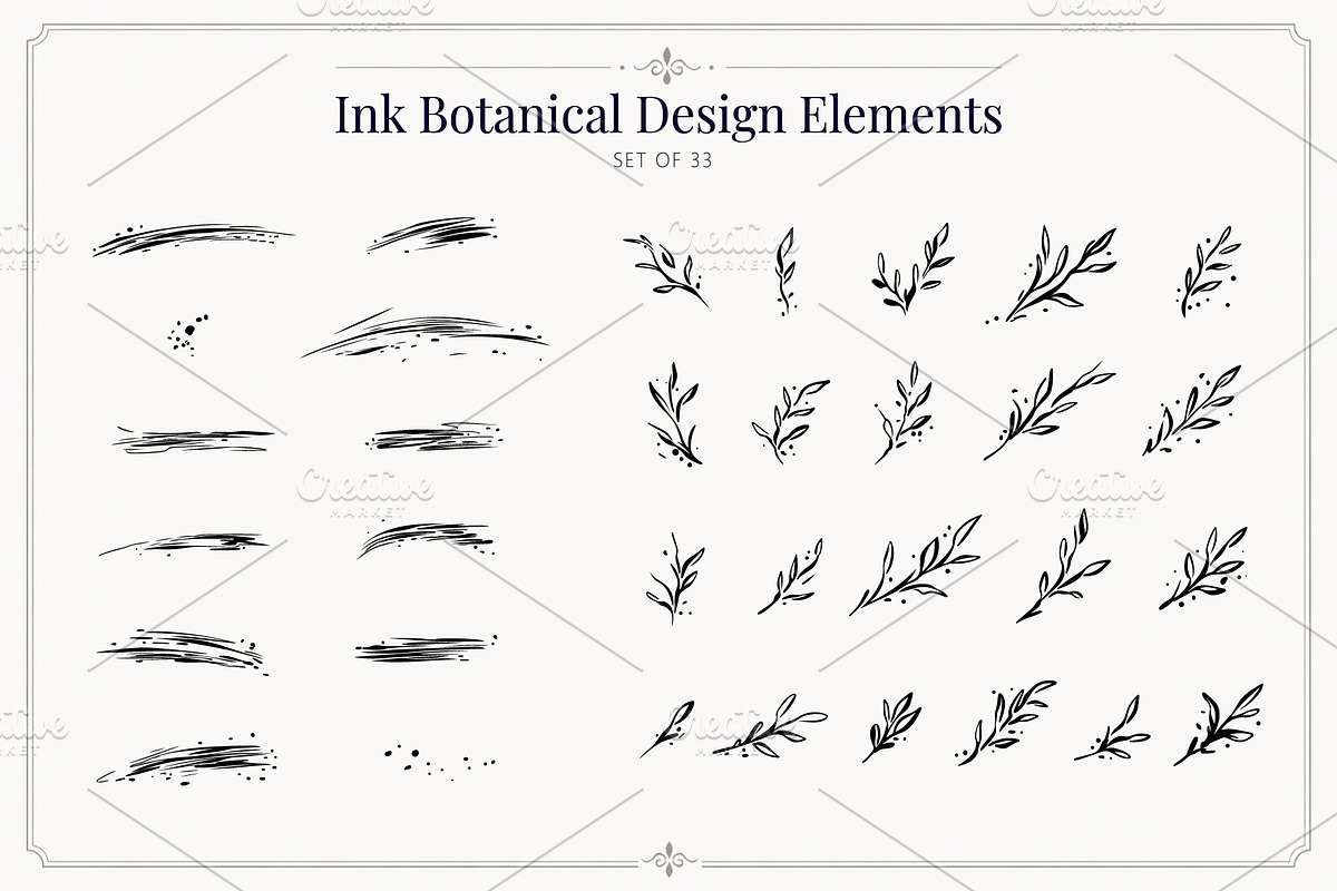Ink Botanical Elements Vector Set, an Object Graphic by Christine Krahl (Photo 9 of 12)