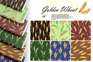 Watercolor Wheat Seamless Patterns