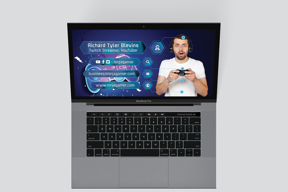 Laptop Business Card - Gamers, a Business Card Template by TheFeture (Photo 4 of 5)