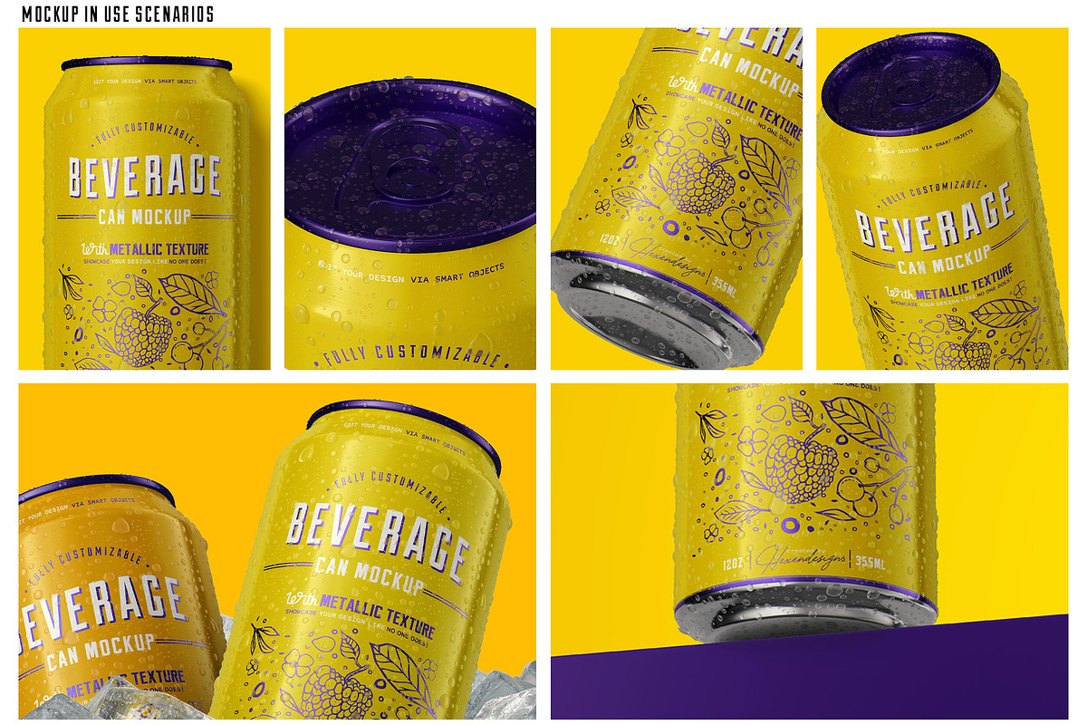 12oz-355ml Can Mockup, an Advertising Mockup by HexenDesigns (Photo 4 of 7)