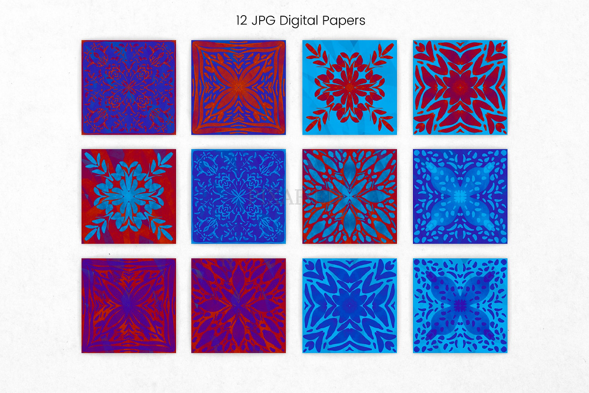 Red and Blue Watercolour Pattern, an Illustration by Pixafied (Photo 2 of 3)
