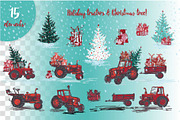 Set of Hand drawn Christmas tractors, a Decorative Illustration by Zimages (Thumbnail 3 of 7)