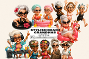 STYLISH BEACH GRANDMAS CLIPART PACK, a Person Illustration by Daring Digies (Thumbnail 1 of 10)